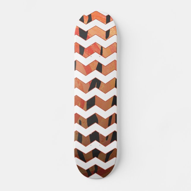 Skateboard Chevron Tiger chaud orange et noir (Recto)