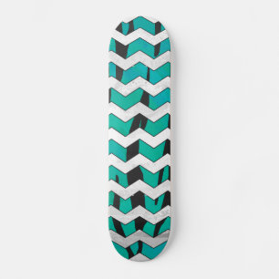 Skateboard Chevron Tiger noir et Turquoise