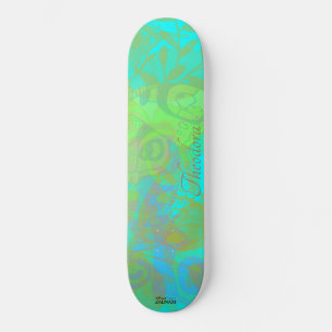 Skateboard Chic Motif d'Aquamarine à papillon d'or