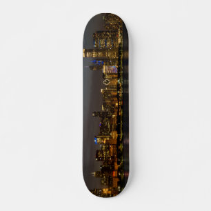 Skateboard Chicago Night Cityscape