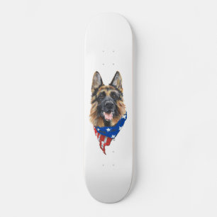 Skateboard Chien berger allemand patriotique