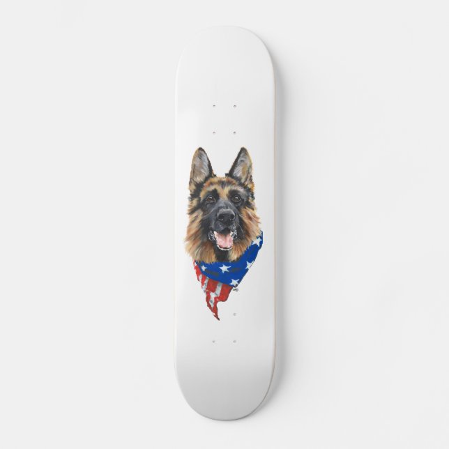 Skateboard Chien berger allemand patriotique (Recto)