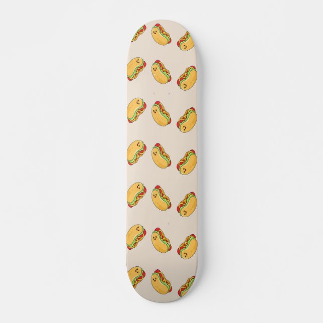 Skateboard Chien chaud caractère de nourriture rose (Devant)