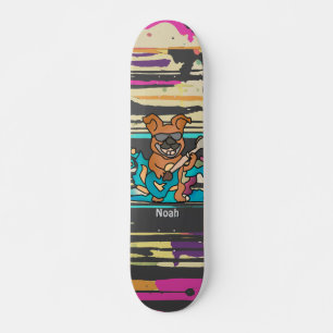 Skateboard Chien de rue rétro avec guitare   Drôle