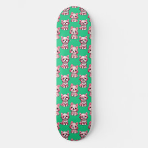 Skateboard Chien rose Motif design - Vert