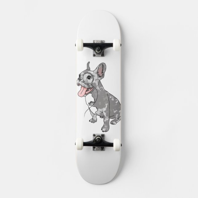 Skateboard Chien taureau français avec monocle (Recto)