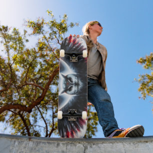 Skateboard Chouette céleste cosmique mystique