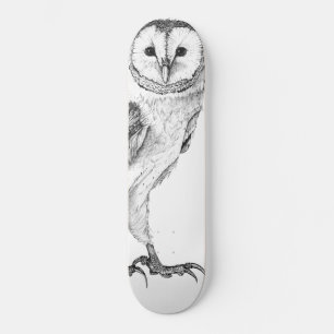 Skateboard Chouette - Dessin En Stylo Noir