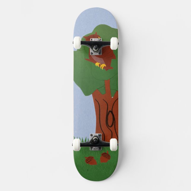 Skateboard Chouette et chêne Art du dessin animé (Recto)