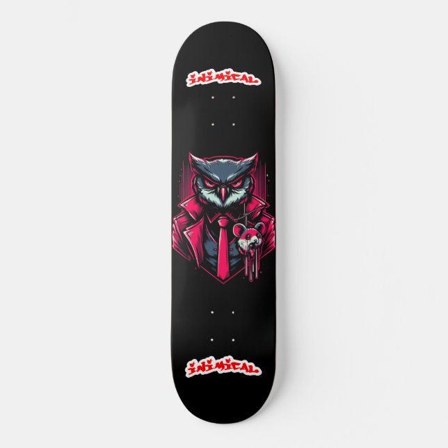 Skateboard Chouette rouge Inimical Apex Predator Series (Recto)