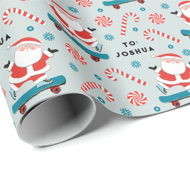 Skateboard Christmas Gift Wrapping Paper (Roll Corner)