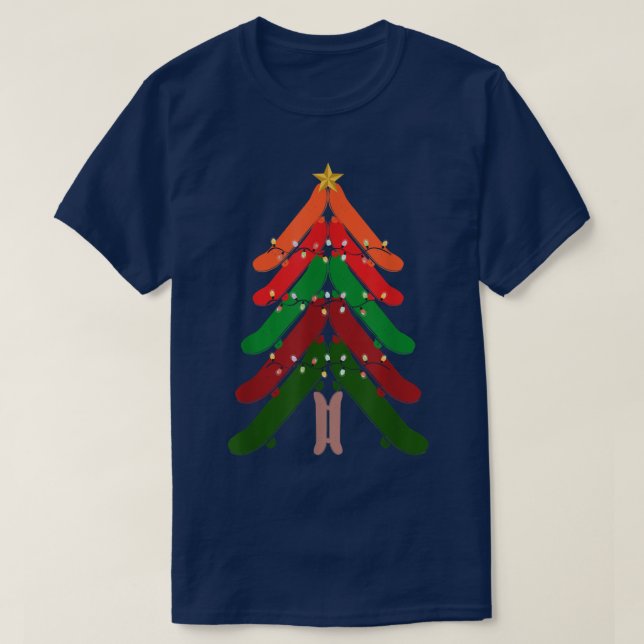 Skateboard Christmas Tree Skateboarding Christmas  T-Shirt (Design Front)