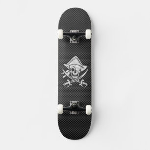 Skateboard Chrome comme Pirate sur Black Carbon Fiber