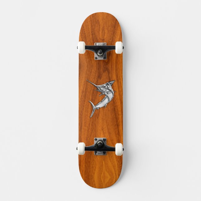 Skateboard Chrome Marlin sur bois de teck (Recto)