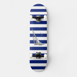 Skateboard Chrome Sailing on Nautical Stripes