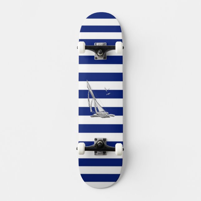 Skateboard Chrome voile sur les bandes marines (Recto)
