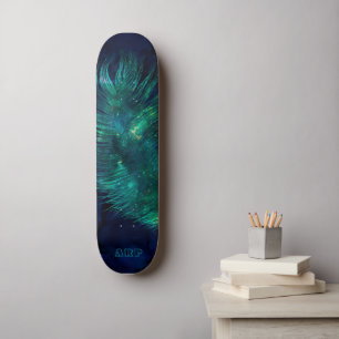 Skateboard *~* Ciel Bleu de minuit Boho en plumes d'émeraude