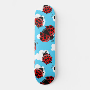 Skateboard Ciel Bleu Nuages Bleu Rouge coccinelle