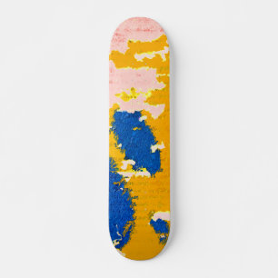 Skateboard Ciel jaune orange bleu clair Peinture rose