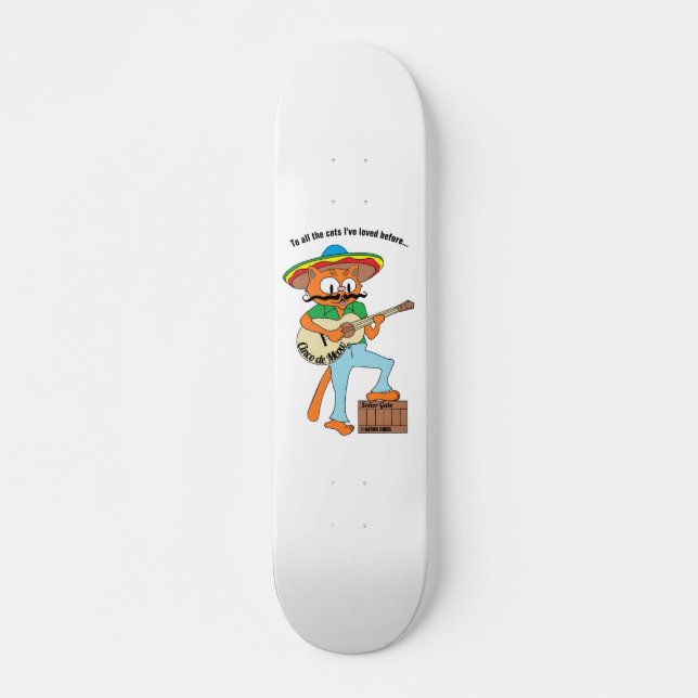Skateboard "Cinco de Meow" Chant Dessin Mustache Chat (Devant)