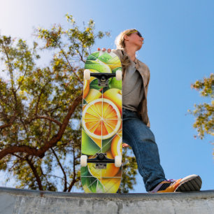 Skateboard Citron botanique orange Citrus Géométrique