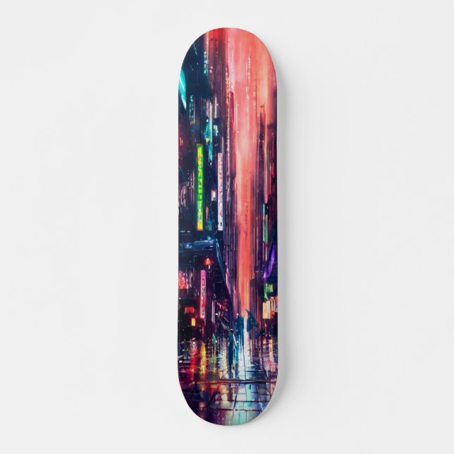 Skateboard CityScape Neon Lumières dans la conception de la p (Devant)