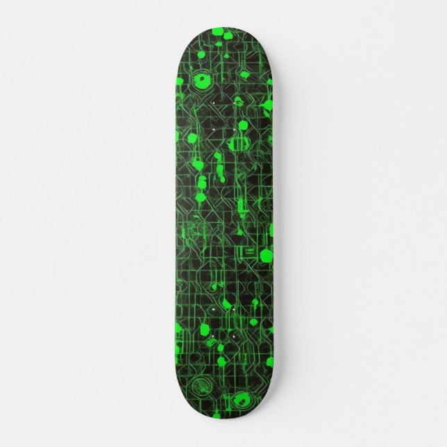 Skateboard Code informatique noir et vert #5 (Devant)