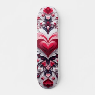 Skateboard Cœur de la Saint-Valentin coloré et floral