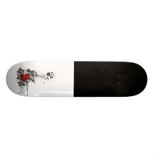 Skateboard Coeur, feuille et fleurs brillants - original