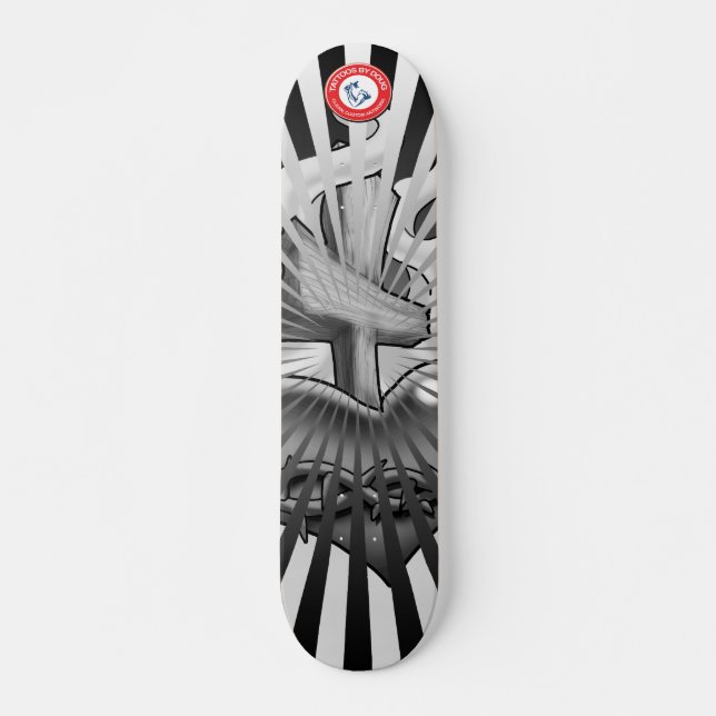 Skateboard Coeur sacré noir et de gris (Devant)