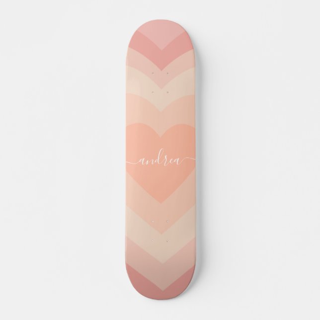 Skateboard Coeur stratifié Romantique Saint Valentin et nom d (Devant)