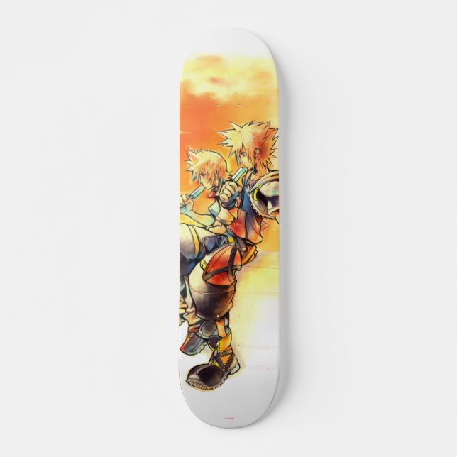 Skateboard Coeurs du Royaume II | Roxas & Sora Mangeant des g (Devant)