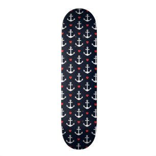 Skateboard Coeurs et motif d'Ancres