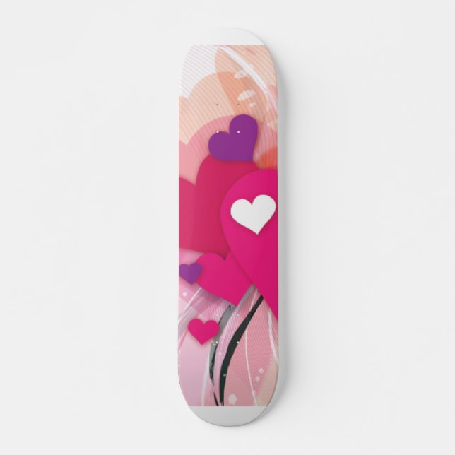 Skateboard Coeurs roses (Devant)