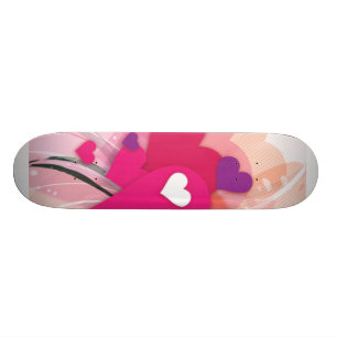 Skateboard Coeurs roses