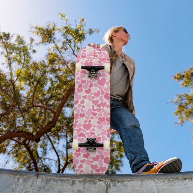Skateboard Coeurs roses Filles Motifs (Extérieur 1)