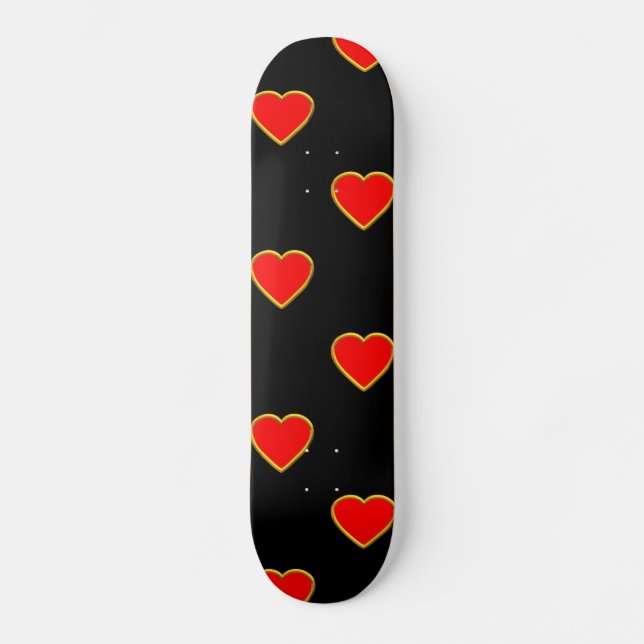 Skateboard Coeurs rouges sur un Arrière - plan noir (Recto)