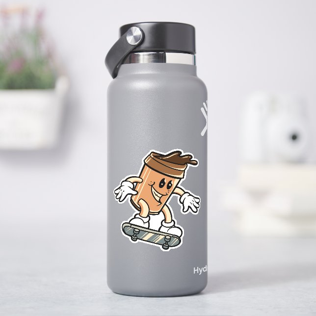 Skateboard Coffee Cup  4" Kiss Cut Vinyl  (HydroFlask)