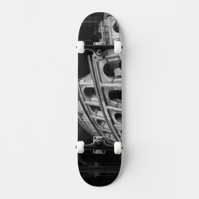 Skateboard Colisée romaine avec dessins architecturaux (Recto)