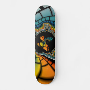 Skateboard coloré abstrait papillon fractal Cacoon