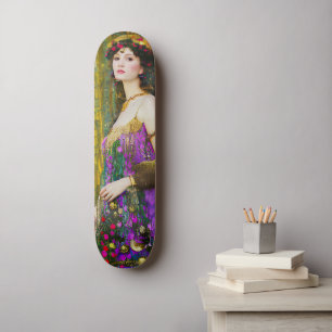 Skateboard Coloré Klimt Style Collage Portrait d'une femme