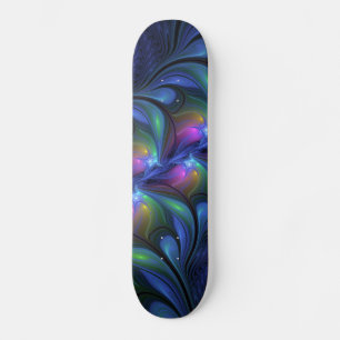 Skateboard Coloré Lumineux Abstrait Bleu rose Vert Fractal