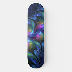 Skateboard Coloré Lumineux Abstrait Bleu rose Vert Fractal