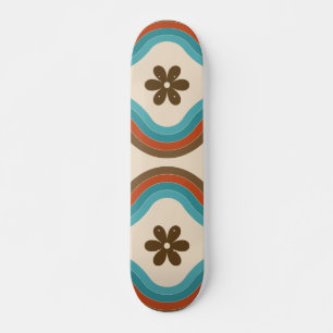 Skateboard Coloré milieu du siècle moderne Floral Arc-en-ciel