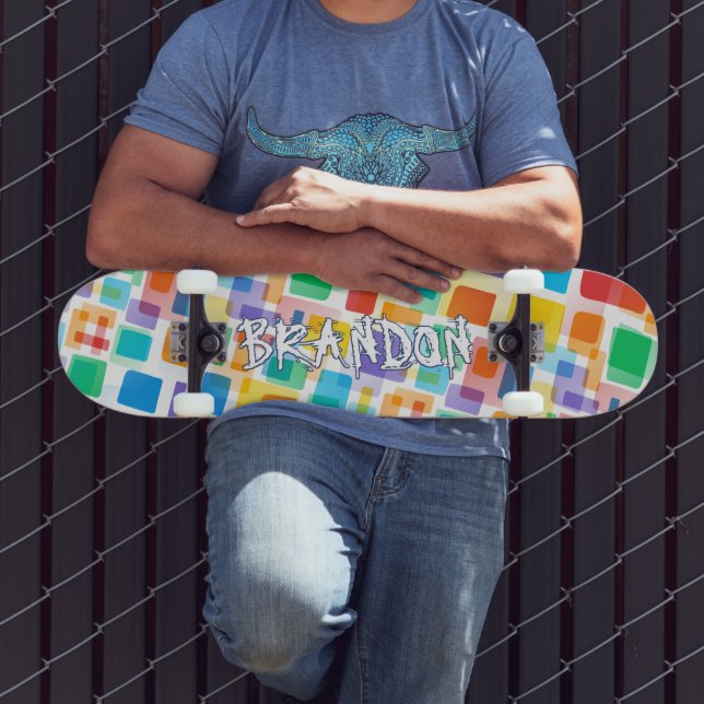 Skateboard Coloré personnalisé Abstrait Hip Géométrique Art (Extérieur 3)
