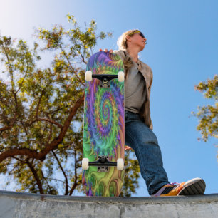 Skateboard Coloré Psychédélique Trippy Spirales Motif Art