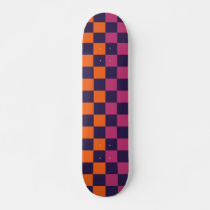 Skateboard Colorful Checked Motif Retro Moderne esthétique