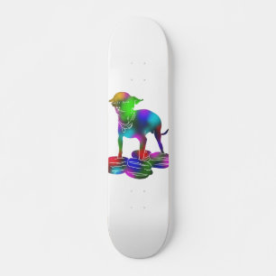 Skateboard Colorful Chihuahua hamburger flying