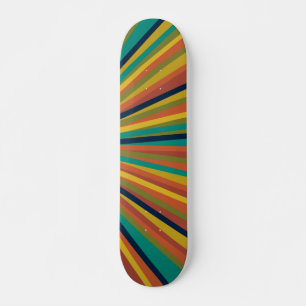 Skateboard Colorful Retro Rainbow Stripe Pattern
