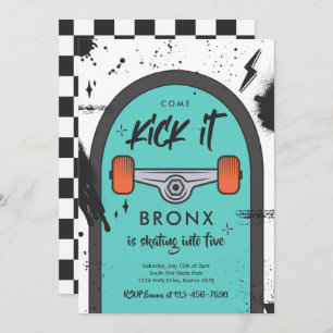 Skateboard Come Kick It Urban Sport Birthday Party Invitation